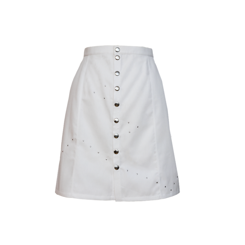 Pull&Bear denim a-line skirt with split detail in white | ASOS